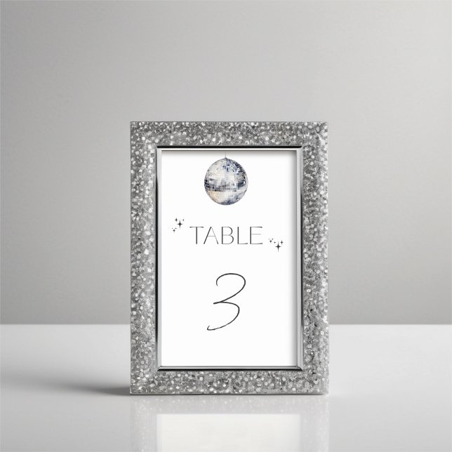 Silver Disco Ball Bridal Shower Table Number (Creator Uploaded)