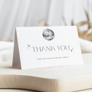 Silver Disco Ball Bridal Shower Thank You Card