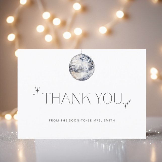 Silver Disco Ball Bridal Shower Thank You Card (Creator Uploaded)