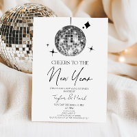 Silver Disco Ball Cheers New Years Eve Party