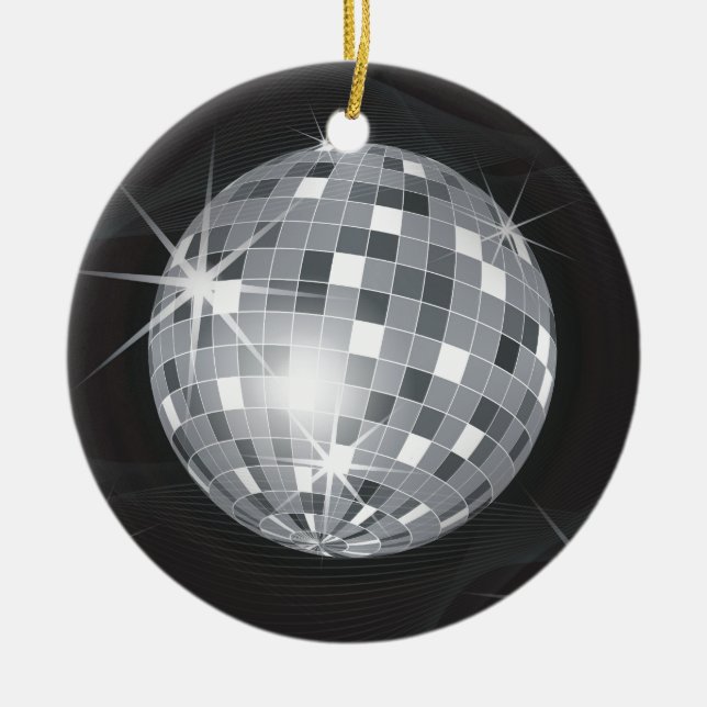 silver disco ball christmas tree decoration (Front)