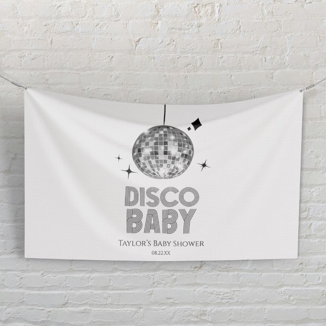 Silver Disco Ball 'Disco Baby' Baby Shower Banner (Creator Uploaded)