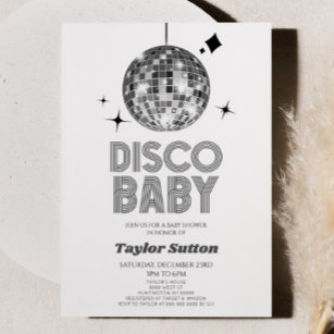 Silver Disco Ball 'Disco Baby' Baby Shower Invitation
