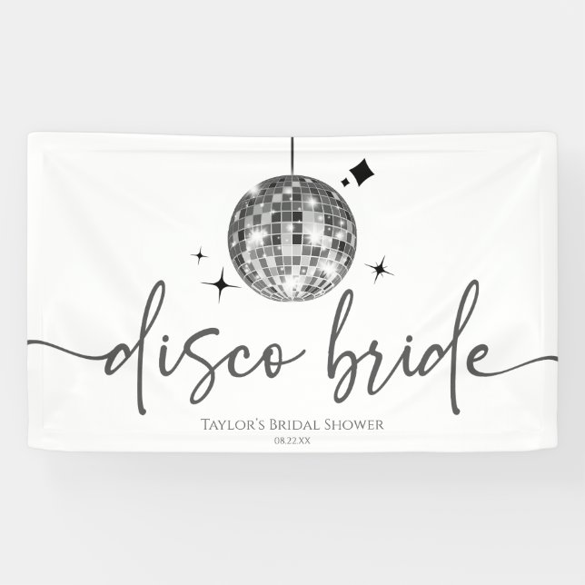 Silver Disco Ball Disco Bride Bridal Shower Banner (Horizontal)