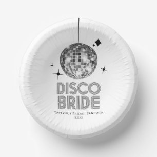 Silver Disco Ball Disco Bride Bridal Shower Paper Plate