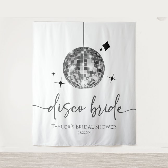 Silver Disco Ball Disco Bride Bridal Shower Tapestry (Front)