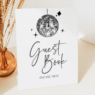 Silver Disco Ball Guest Book Party Sign