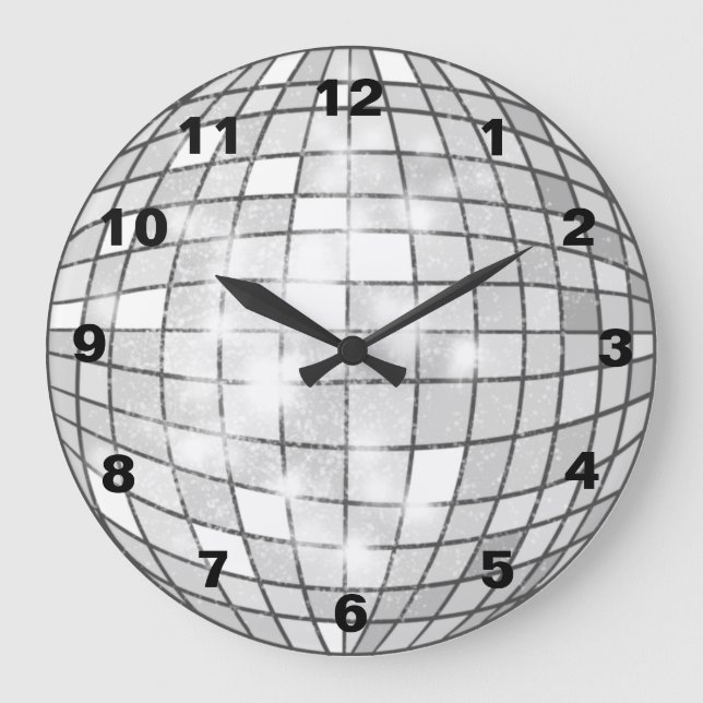 Silver Disco Ball Large Clock (Front)