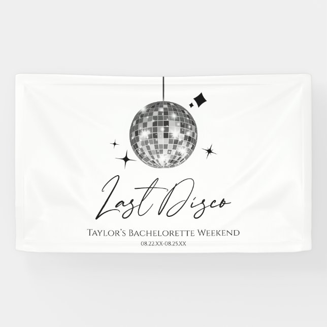 Silver Disco Ball Last Disco Bachelorette Party Banner (Horizontal)