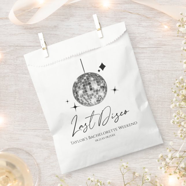 Silver Disco Ball Last Disco Bachelorette Party Favour Bags (Clipped)