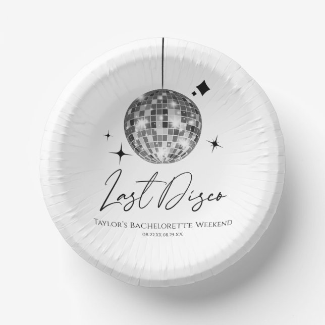 Silver Disco Ball Last Disco Bachelorette Party Paper Plate (Front)