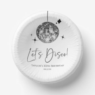 Silver Disco Ball Let's Disco Birthday Party Paper Plate