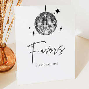 Silver Disco Ball Party Favours Table Sign