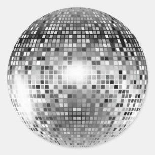 Silver Disco Ball Party Glamour Classic Round Sticker
