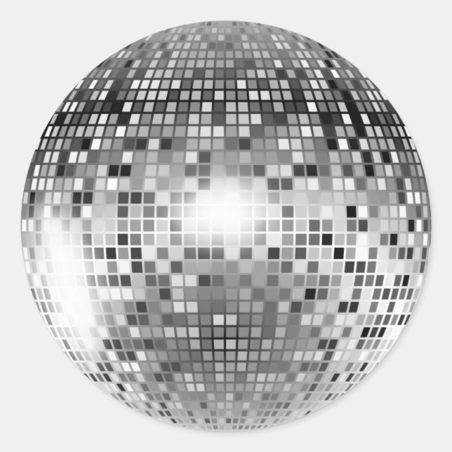 Silver Disco Ball Party Glamour Classic Round Sticker (Front)
