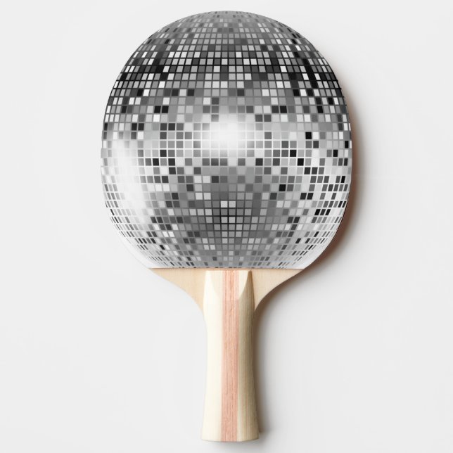 Silver Disco Ball Party Glamour Ping Pong Paddle (Front)