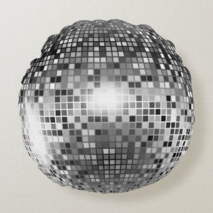 Silver Disco Ball Round Cushion