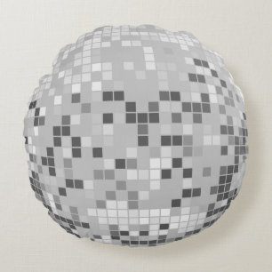 Silver Disco Ball Round Cushion