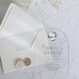 Silver Disco Ball Sparkle Bridal Shower Acrylic Invitations