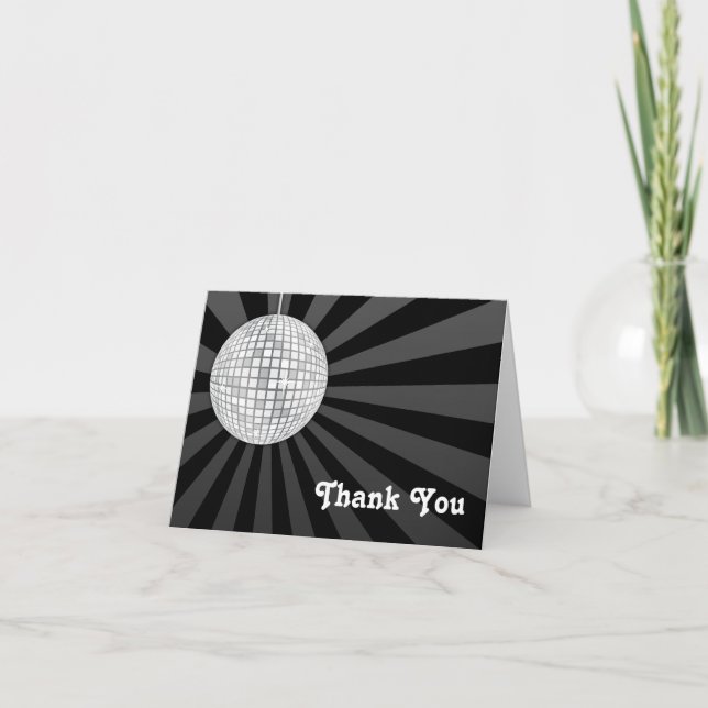 Silver Disco Ball Thank You Note (Front)