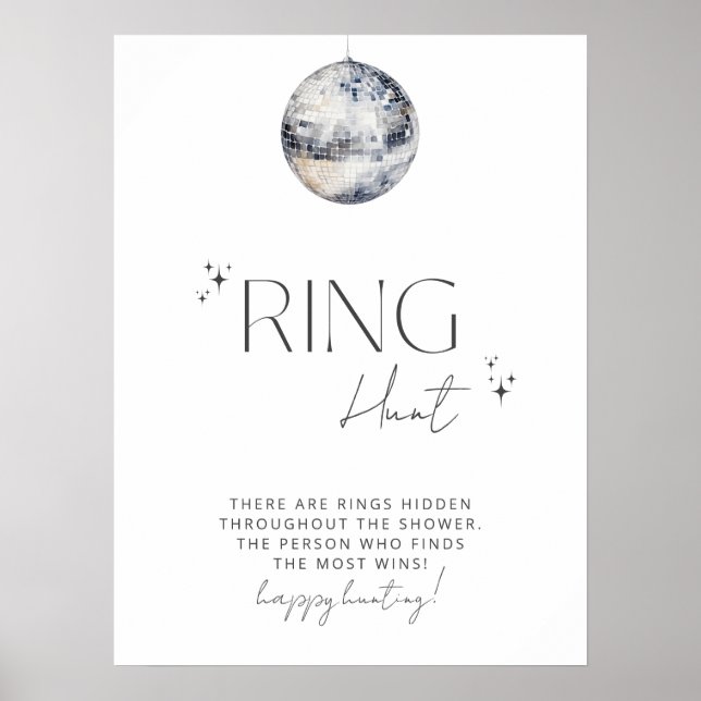 Silver Disco Bridal Shower Ring Hunt Game Poster (Front)