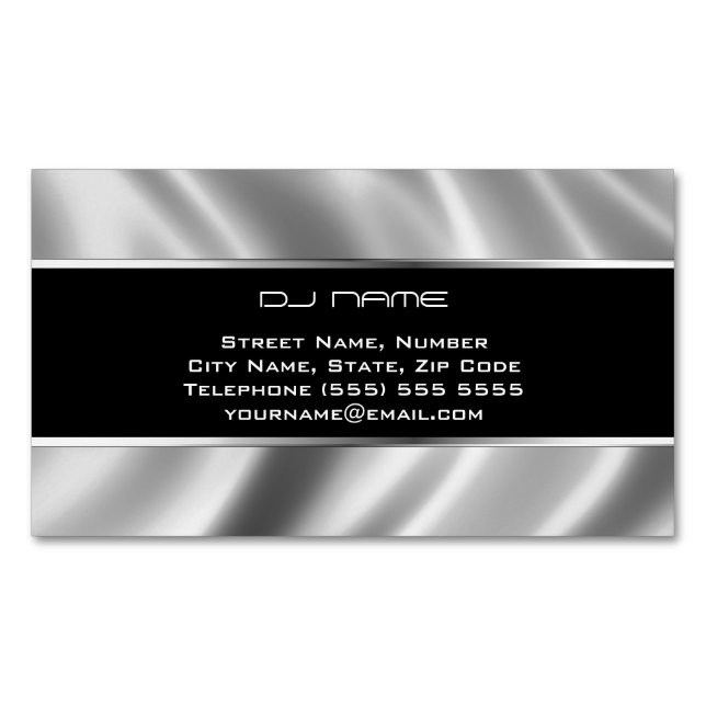 Silver DJ Magnetic Business Card (Front)