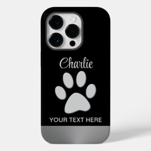  Silver Dog Paw on black background Case-Mate iPhone 14 Pro Case