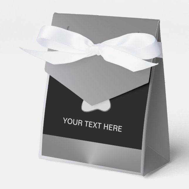  Silver Dog Paw on black background Favour Box (Front Side)