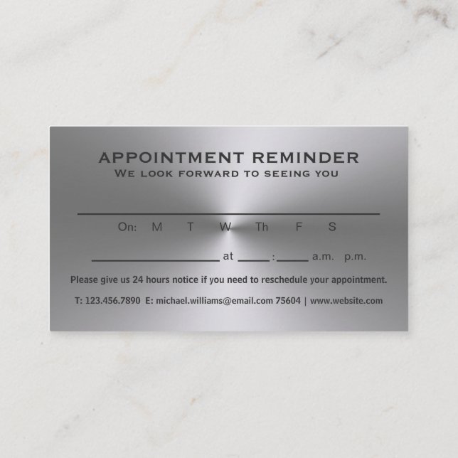 Silver Dog Paw on black Pet Grooming Service Appointment Card (Back)