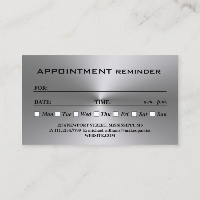 Silver Dog Paw on black Pet Grooming Service Appointment Card (Back)
