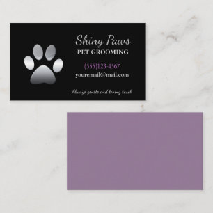 Silver Dog Paw Pet Grooming Service Business Card