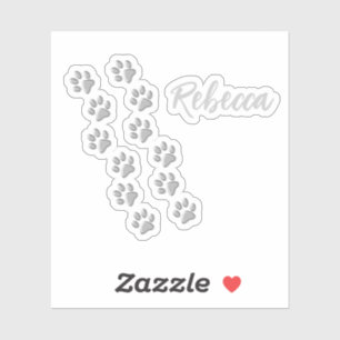 Silver Dog Paws black Background Print Pattern
