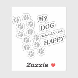 Silver Dog Paws black Background Print Pattern Sti