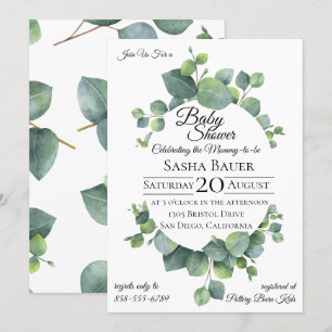 Silver Dollar Eucalyptus Baby Shower Invitation