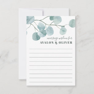 Silver Dollar Eucalyptus Wedding Marriage Advice Card