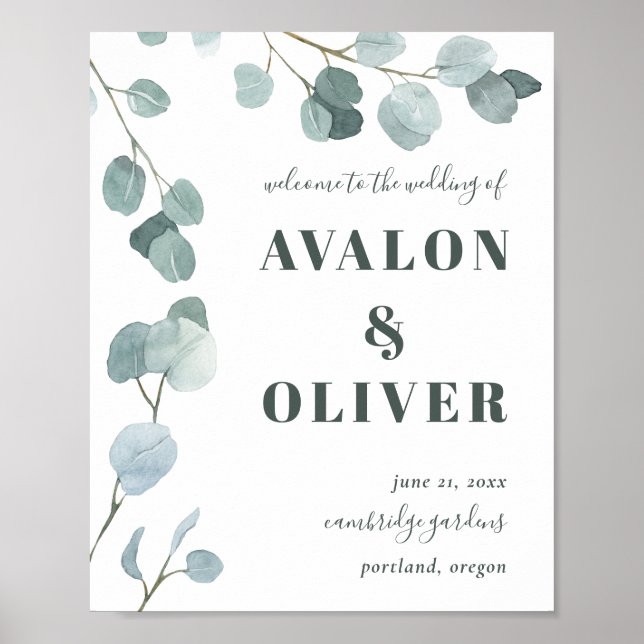 Silver Dollar Eucalyptus Wedding Poster (Front)