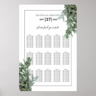 Silver Dollar Eucalyptus Wedding Seating Chart