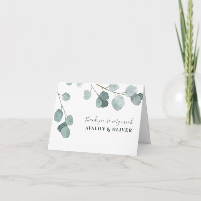 Silver Dollar Eucalyptus Wedding Thank You Card (Front)