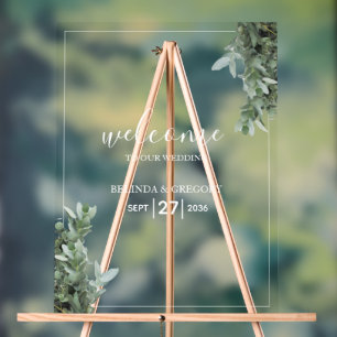 Silver Dollar Eucalyptus Wedding Welcome Sign