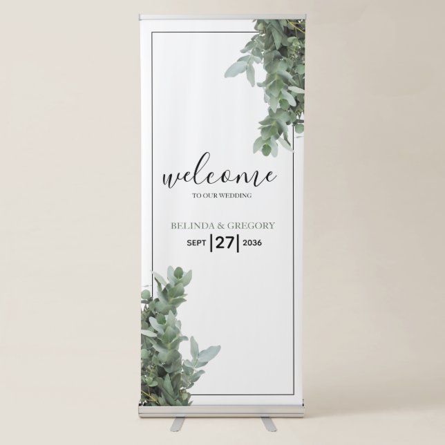 Silver Dollar Eucalyptus Wedding Welcome Sign (Front)
