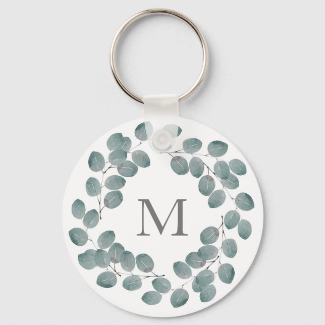 Silver Dollar Eucalyptus Wreath Key Ring (Front)
