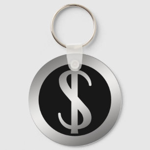 SILVER DOLLAR SIGN KEY RING