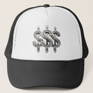 Silver Dollar Signs Drippin' with Ice Trucker Hat