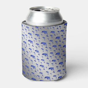 silver,dolphin, fish, nature, aquatic, design, can cooler