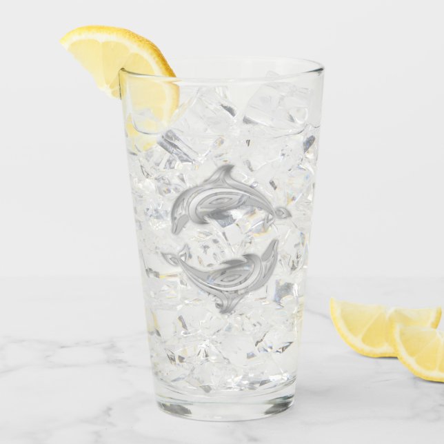 Silver Dolphins Glass (Front Ice)