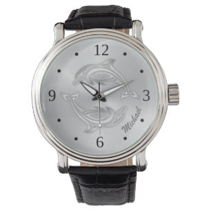 Silver Dolphins Monogram Coastal Maritime Watch