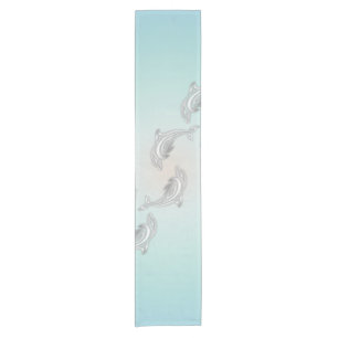 Silver Dolphins Wave Beachstyle Short Table Runner