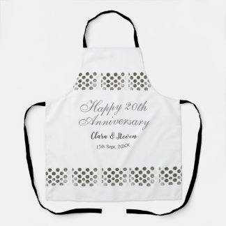 SILVER dots glitter happy 20th anniversary wedding Apron
