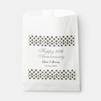 SILVER dots glitter happy 20th anniversary wedding Favour Bags