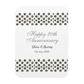 SILVER dots glitter happy 20th anniversary wedding Magnet